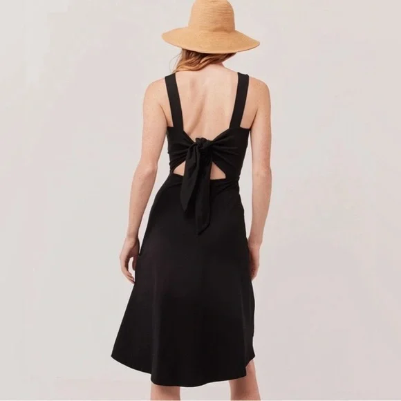 NWT Pact Organic Cotton Blend Tie Back Fit & Flare Dress In Shell Stripe - Picture 12 of 15